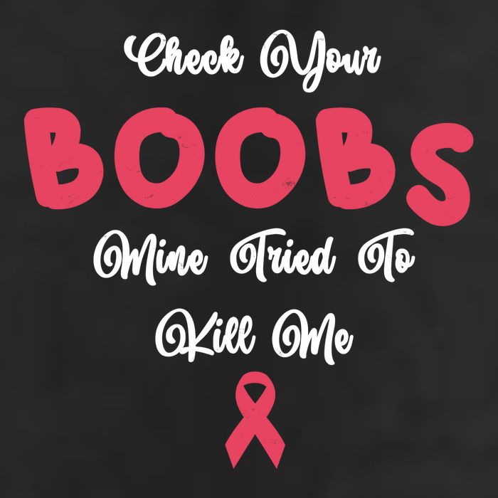 Check Your Boobs Mine Tried To Kill Me Breast Cancer 7 Panel Mesh Trucker Snapback Hat