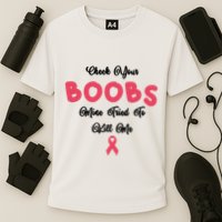Check Your Boobs Mine Tried To Kill Me Breast Cancer Cooling Performance Crew T-Shirt