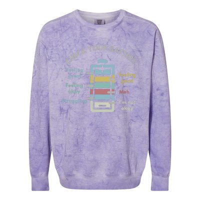 Check Your Battery Funny Therapist Colorblast Crewneck Sweatshirt