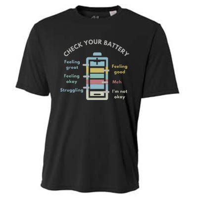 Check Your Battery Funny Therapist Cooling Performance Crew T-Shirt