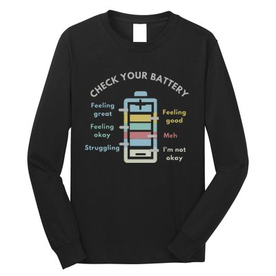 Check Your Battery Funny Therapist Long Sleeve Shirt