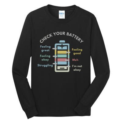 Check Your Battery Funny Therapist Tall Long Sleeve T-Shirt