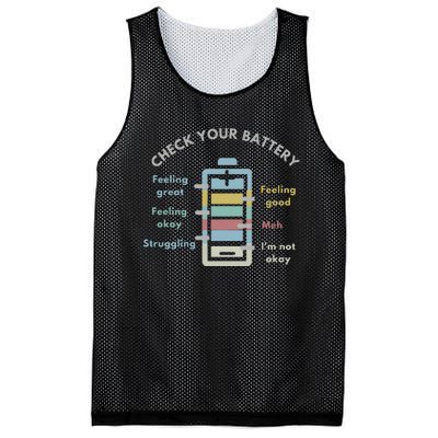 Check Your Battery Funny Therapist Mesh Reversible Basketball Jersey Tank