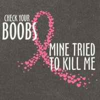 Check Your Boobs Mine Tried To Kill Me Pink Ribbon Heart Breast Cancer Cotton Canvas Backpack
