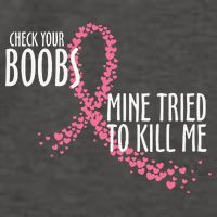 Check Your Boobs Mine Tried To Kill Me Pink Ribbon Heart Breast Cancer Vector Backpack