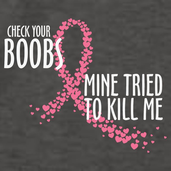 Check Your Boobs Mine Tried To Kill Me Pink Ribbon Heart Breast Cancer Vector Backpack