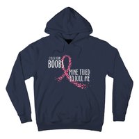 Check Your Boobs Mine Tried To Kill Me Pink Ribbon Heart Breast Cancer Hoodie