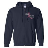 Check Your Boobs Mine Tried To Kill Me Pink Ribbon Heart Breast Cancer Full Zip Hoodie