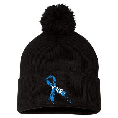 Check Your Colon Colorectal Cancer Awareness Pom Pom 12in Knit Beanie