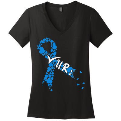 Check Your Colon Colorectal Cancer Awareness Women's V-Neck T-Shirt