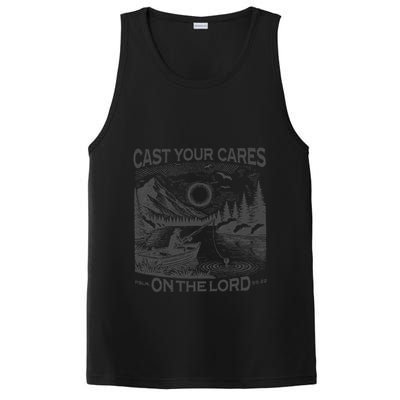 Cast Your Cares On The Lord Man Christian Fishing Fisherman PosiCharge Competitor Tank