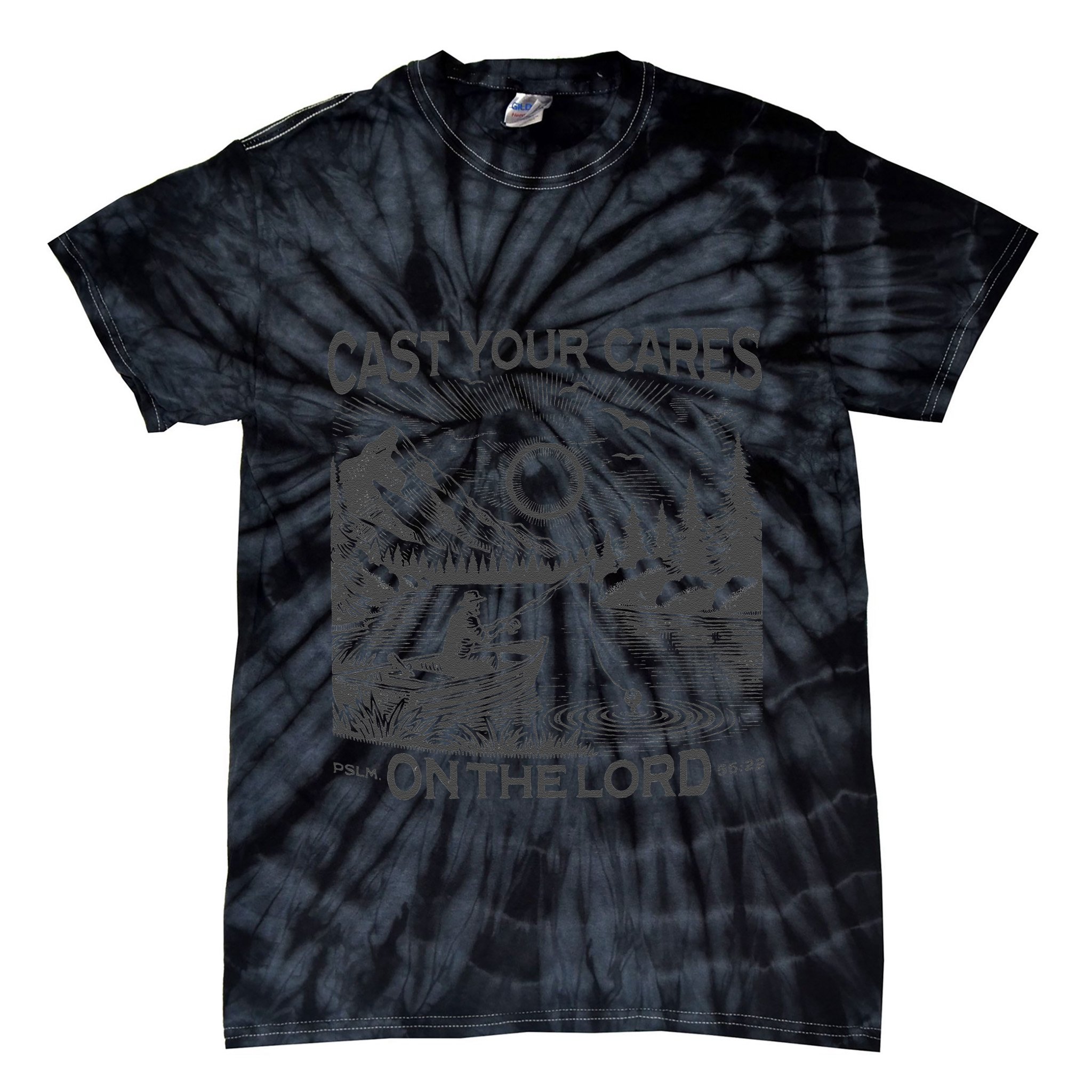 Cast Your Cares On The Lord Man Christian Fishing Fisherman Tie-Dye T-Shirt