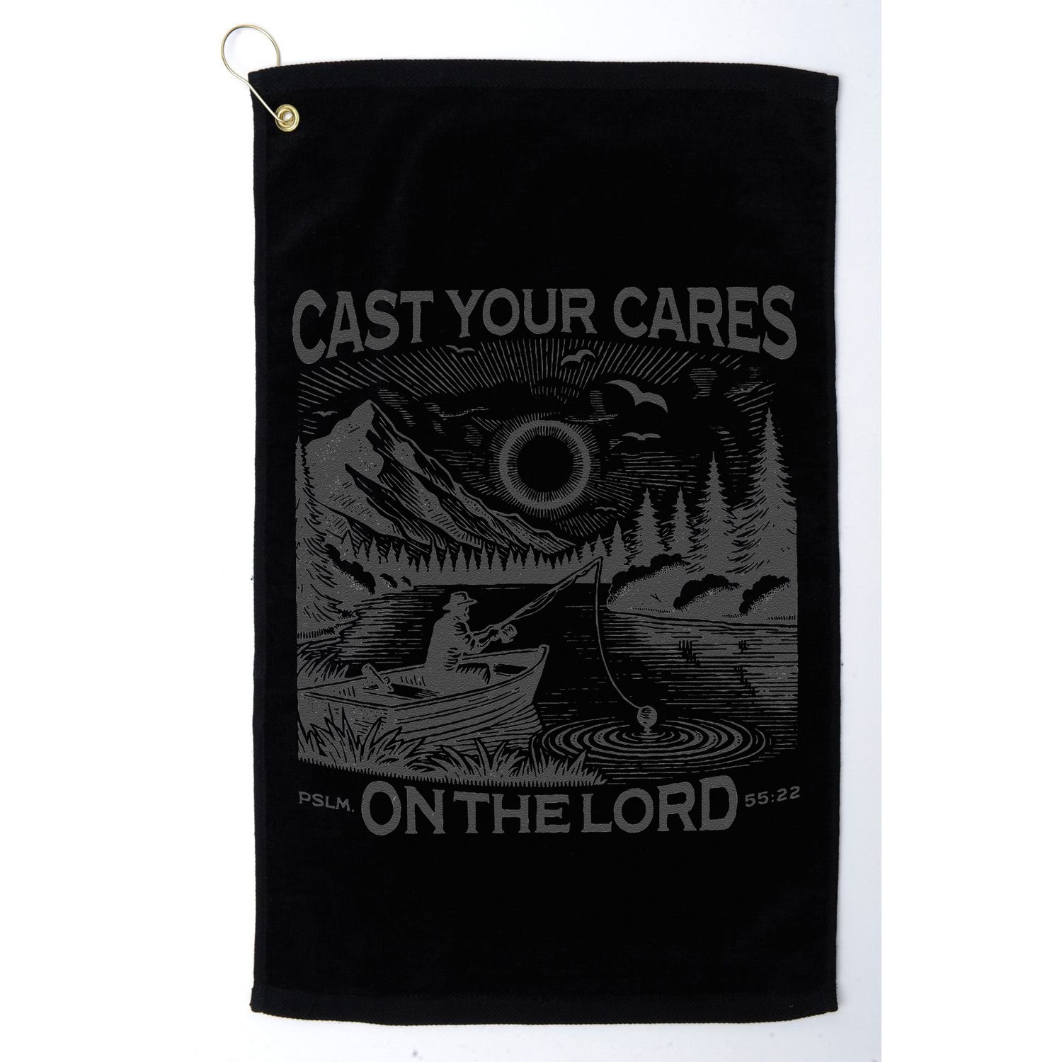 Cast Your Cares On The Lord Man Christian Fishing Fisherman Golf Towel