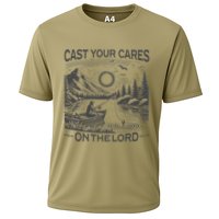 Cast Your Cares On The Lord Man Christian Fishing Fisherman Cooling Performance Crew T-Shirt