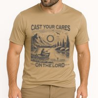 Cast Your Cares On The Lord Man Christian Fishing Fisherman Cooling Performance Crew T-Shirt