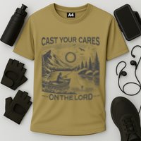Cast Your Cares On The Lord Man Christian Fishing Fisherman Cooling Performance Crew T-Shirt