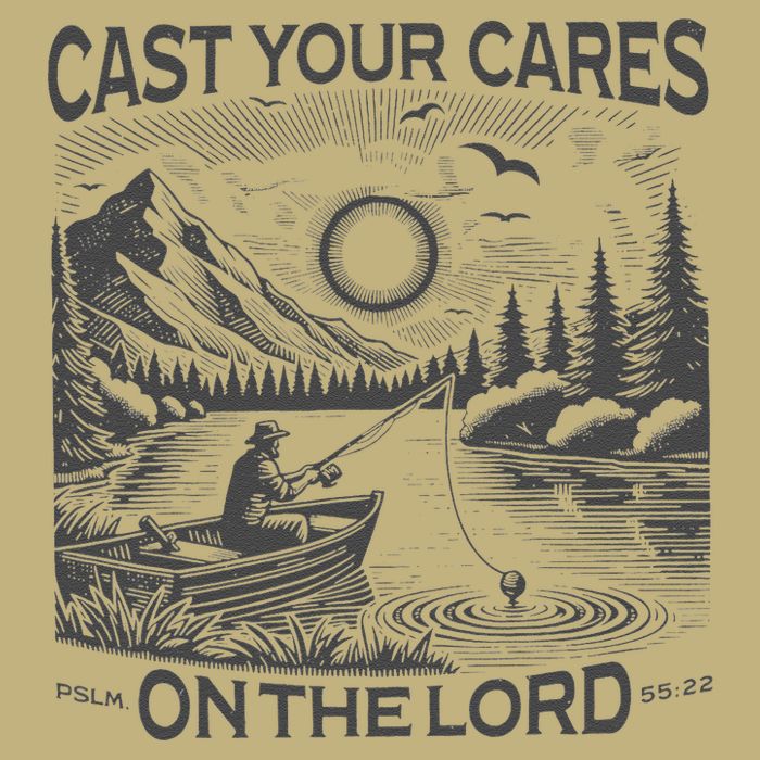 Cast Your Cares On The Lord Man Christian Fishing Fisherman Cooling Performance Crew T-Shirt