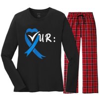 Check Your Colon Colorectal Cancer Awareness Women's Long Sleeve Flannel Pajama Set 