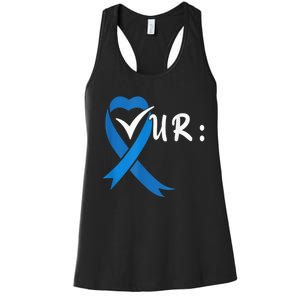 Check Your Colon Colorectal Cancer Awareness Women's Racerback Tank