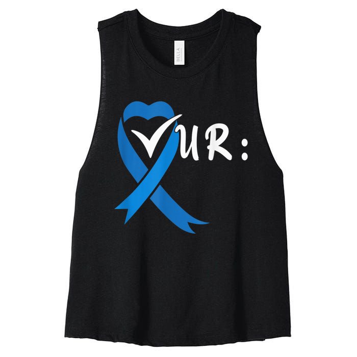 Check Your Colon Colorectal Cancer Awareness Women's Racerback Cropped Tank