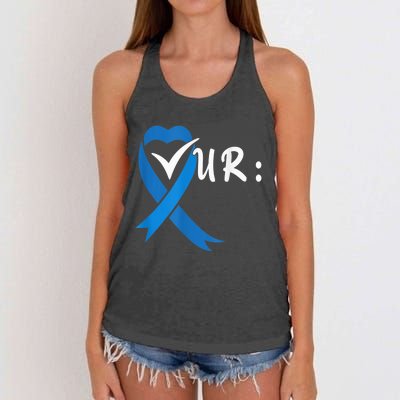 Check Your Colon Colorectal Cancer Awareness Women's Knotted Racerback Tank