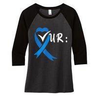 Check Your Colon Colorectal Cancer Awareness Women's Tri-Blend 3/4-Sleeve Raglan Shirt