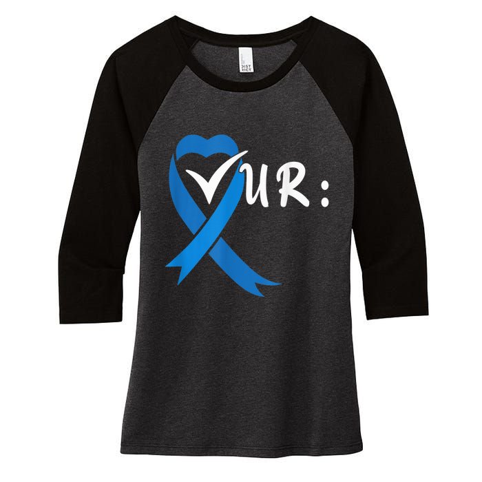 Check Your Colon Colorectal Cancer Awareness Women's Tri-Blend 3/4-Sleeve Raglan Shirt