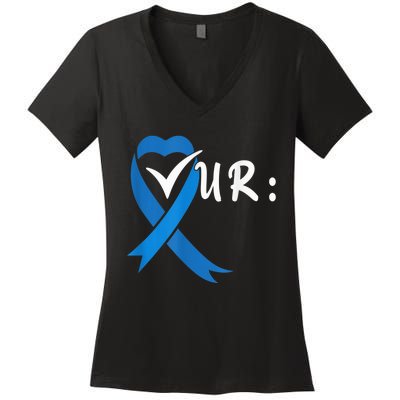 Check Your Colon Colorectal Cancer Awareness Women's V-Neck T-Shirt