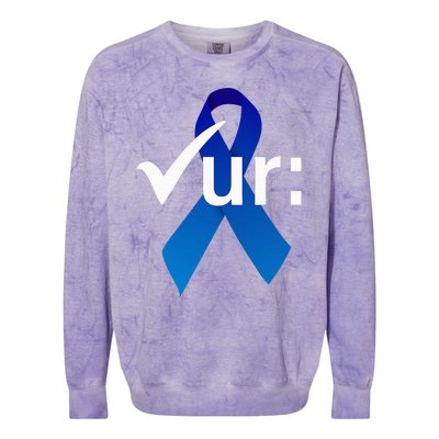 Check Your Colon Colorectal Cancer Awareness Blue Ribbon Colorblast Crewneck Sweatshirt