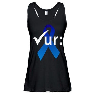 Check Your Colon Colorectal Cancer Awareness Blue Ribbon Ladies Essential Flowy Tank