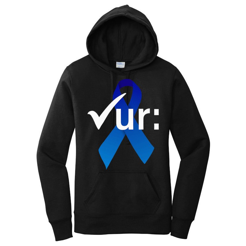 Check Your Colon Colorectal Cancer Awareness Blue Ribbon Women's Pullover Hoodie