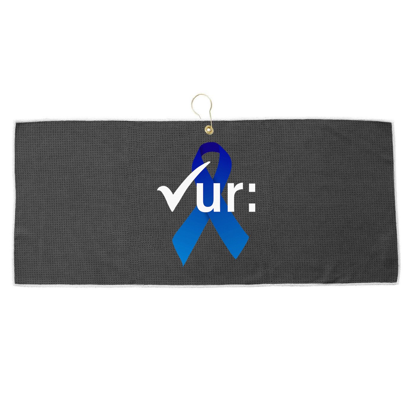 Check Your Colon Colorectal Cancer Awareness Blue Ribbon Large Microfiber Waffle Golf Towel