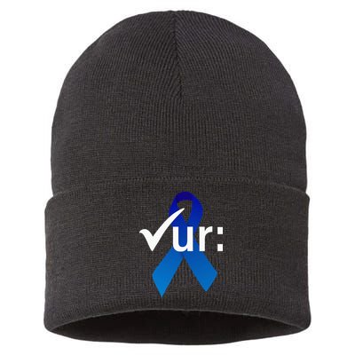 Check Your Colon Colorectal Cancer Awareness Blue Ribbon Sustainable Knit Beanie