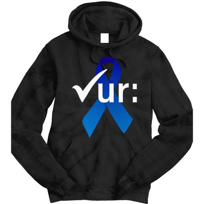 Check Your Colon Colorectal Cancer Awareness Blue Ribbon Tie Dye Hoodie