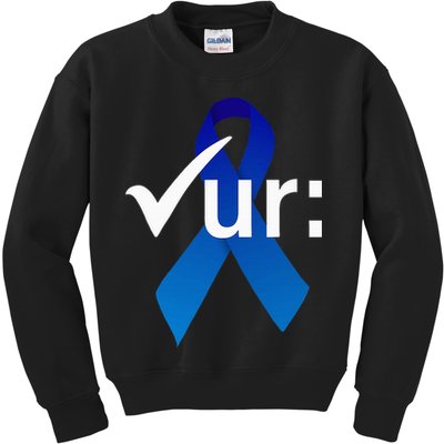 Check Your Colon Colorectal Cancer Awareness Blue Ribbon Kids Sweatshirt