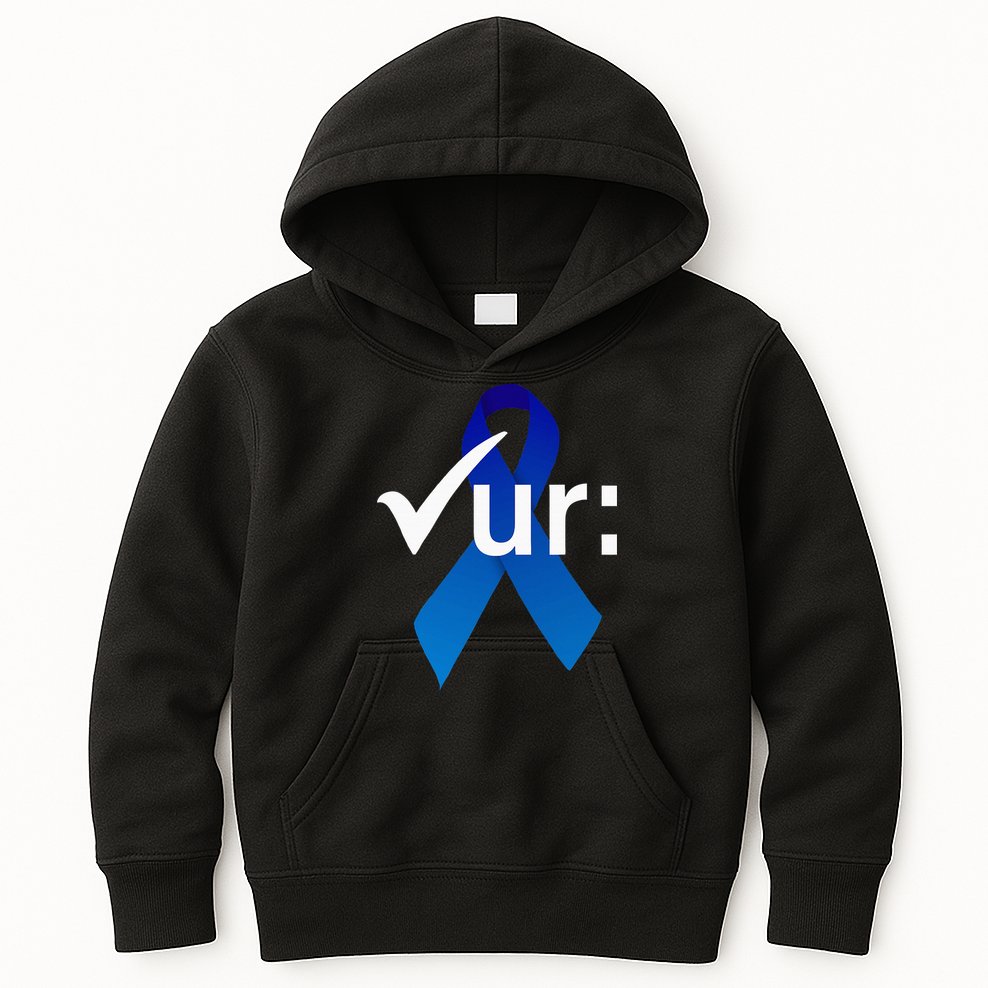 Check Your Colon Colorectal Cancer Awareness Blue Ribbon Kids Hoodie