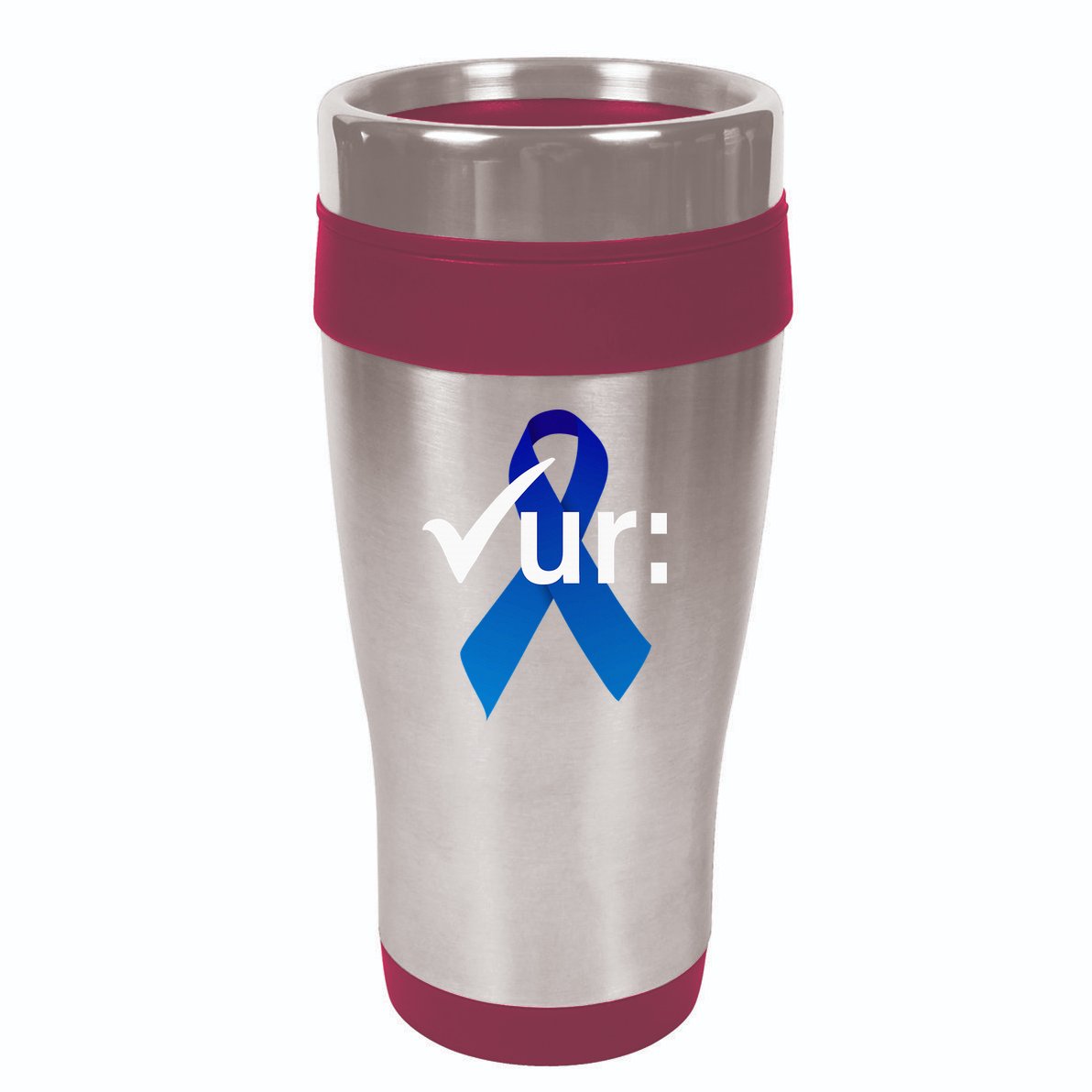 Check Your Colon Colorectal Cancer Awareness Blue Ribbon 16oz Travel Tumbler