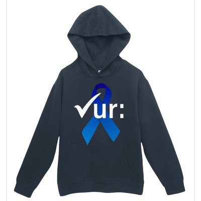 Check Your Colon Colorectal Cancer Awareness Blue Ribbon Urban Pullover Hoodie