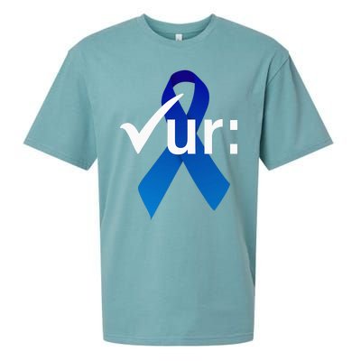 Check Your Colon Colorectal Cancer Awareness Blue Ribbon Sueded Cloud Jersey T-Shirt