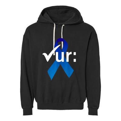 Check Your Colon Colorectal Cancer Awareness Blue Ribbon Garment-Dyed Fleece Hoodie