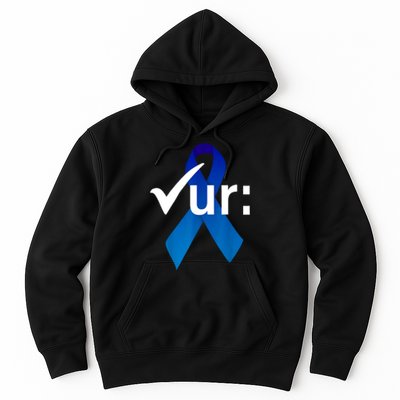 Check Your Colon Colorectal Cancer Awareness Blue Ribbon Hoodie