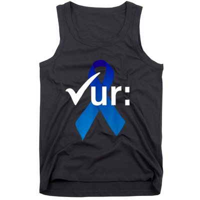 Check Your Colon Colorectal Cancer Awareness Blue Ribbon Tank Top