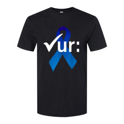 Check Your Colon Colorectal Cancer Awareness Blue Ribbon Softstyle CVC T-Shirt