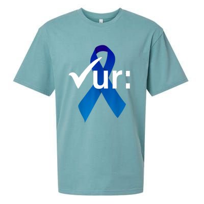 Check Your Colon Colorectal Cancer Awareness Blue Ribbon Sueded Cloud Jersey T-Shirt