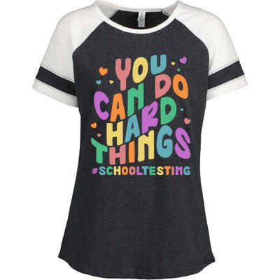 Cute You Can Do Hard Things #School Testing Enza Ladies Jersey Colorblock Tee