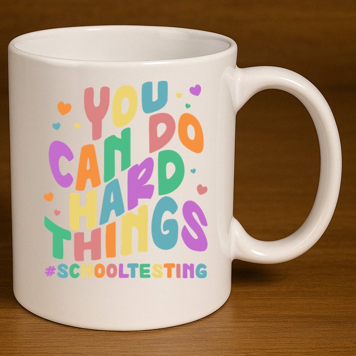 Cute You Can Do Hard Things #School Testing 11oz C Handle Ceramic Mug