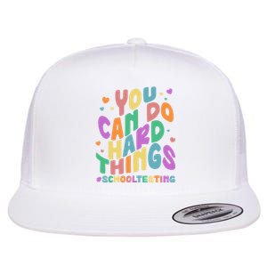 Cute You Can Do Hard Things #School Testing Flat Bill Trucker Hat