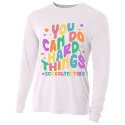 Cute You Can Do Hard Things #School Testing Cooling Performance Long Sleeve Crew