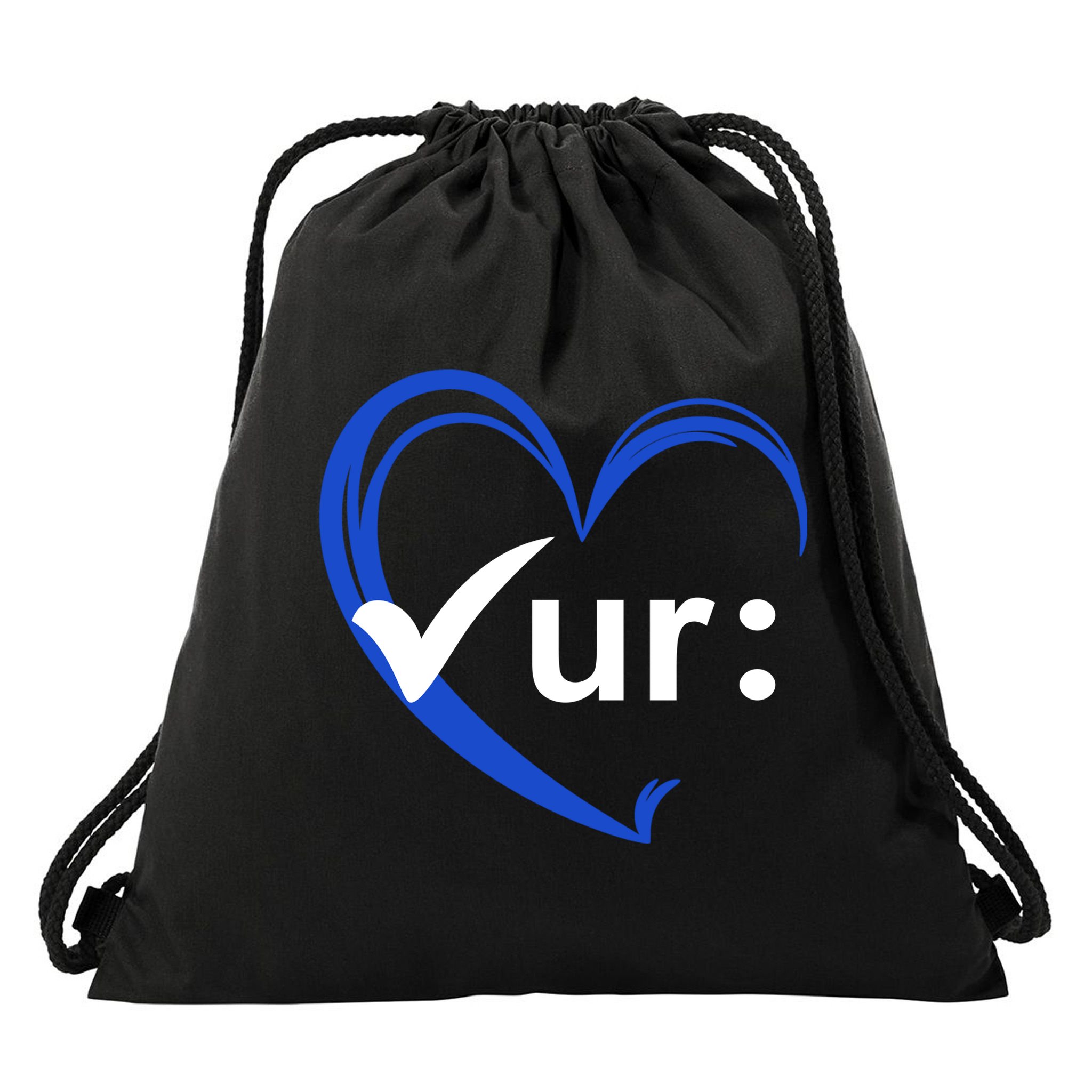 Check Your Colon Cancer Awareness Heart Drawstring Bag