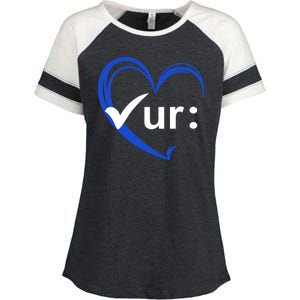 Check Your Colon Cancer Awareness Heart Enza Ladies Jersey Colorblock Tee